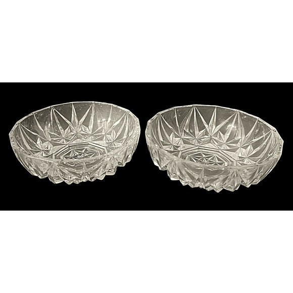 2 Unique Diamond patterned cut glass Candy/ Nut Dish - Picture 6 of 8